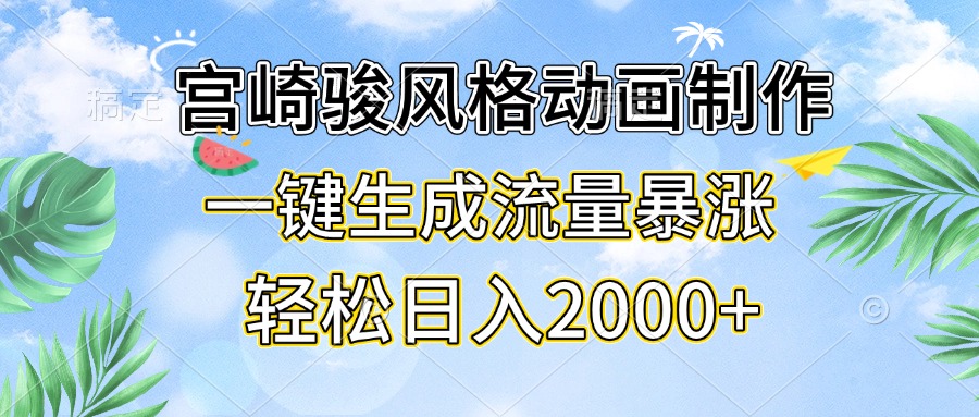 宫崎骏风格动画制作，一键生成流量暴涨，轻松日入2000+ - 学咖网-学咖网