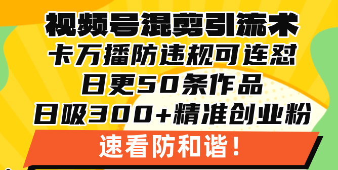 视频号混剪引流技术，500万播放引流17000创业粉，操作简单当天学会 - 学咖网-学咖网