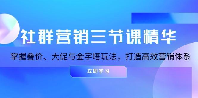 社群营销三节课精华：掌握叠价、大促与金字塔玩法，打造高效营销体系 - 学咖网-学咖网