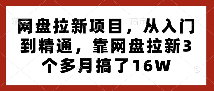 网盘拉新项目，从入门到精通，靠网盘拉新3个多月搞了16W - 学咖网-学咖网