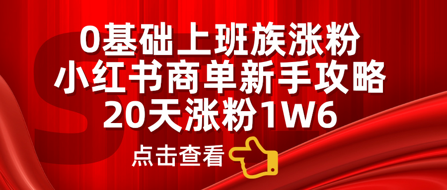 小红书商单新手攻略，20天涨粉1.6w，0基础上班族涨粉 - 学咖网-学咖网