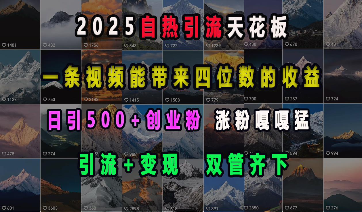 2025自热引流天花板，一条视频能带来四位数的收益，引流+变现双管齐下，日引500+创业粉，涨粉嘎嘎猛 - 学咖网-学咖网