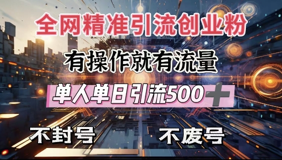 全网独家引流创业粉，有操作就有流量，单人单日引流500+，不封号、不费号 - 学咖网-学咖网