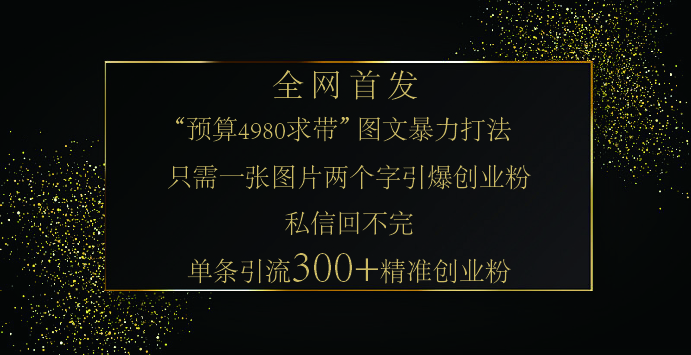 小红书，“预算 4980 带我飞” 的神奇图片引流法，堪称涨粉核武器！只需一张图，就能单条笔记凭借此方法，轻松引流 300 + - 学咖网-学咖网